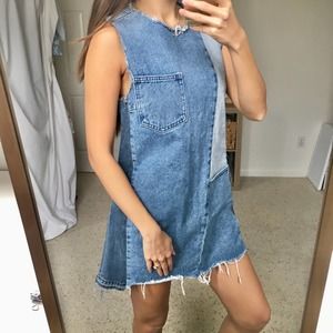 Grlfrnd Denim Estelle Deep V Mini Dress 